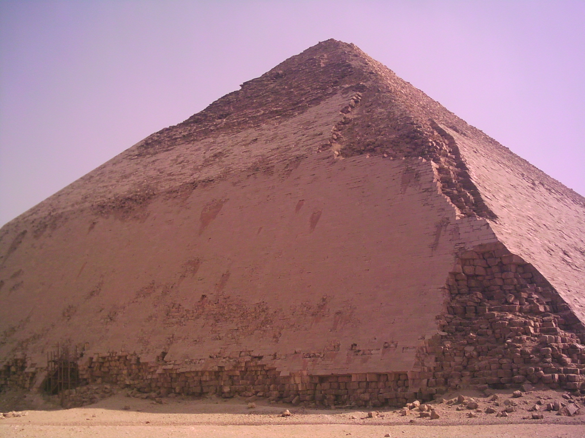 The Bent Pyramid of Snofru at Dashur showing erosion but quite a bit of its surface intact
