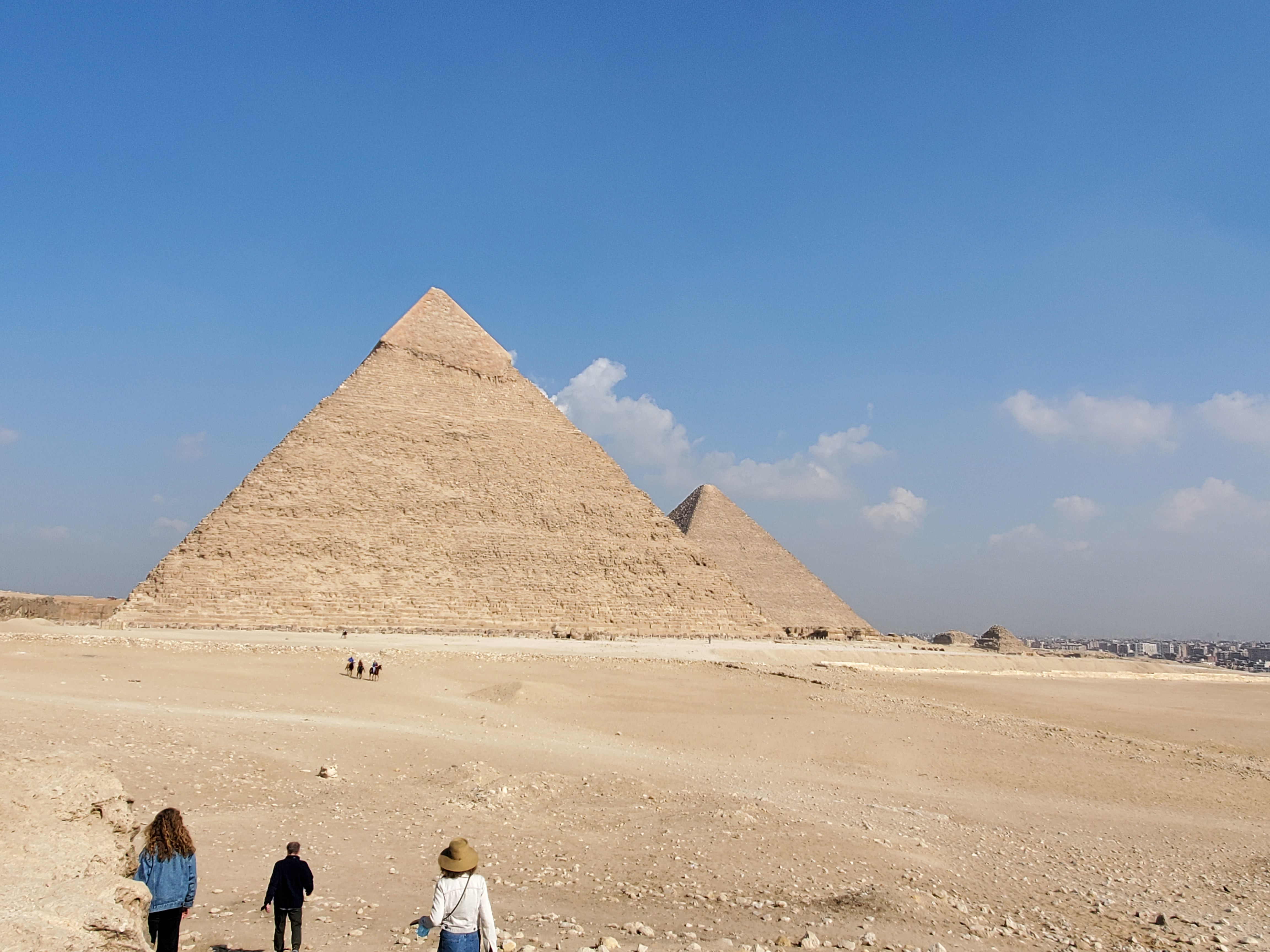 the pyramids on the Giza Plateau in Egypt